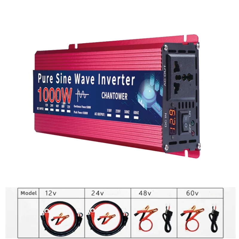 22a937bbe084f594eaa18be07a2fd21a.png Pure Sine Wave Inverter 12V 220V 24V 110V 1000W 2000W 3000W 4000W 5000W DC to AC Portable Power Converter Car Solar Inverter - Image 1