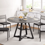 Round Dining Table for 4,Kitchen Dining Room Circle Dinner Pedestal Table,Space Saving Wood Kitchen & Dining - Hot Sale - Image 2