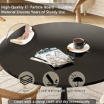 Black round Dining Table, 42.1" Tulip Table Kitchen Dining Table 4-6 People with MDF Table Top & Pedestal Base, Mid-Century End - Image 5